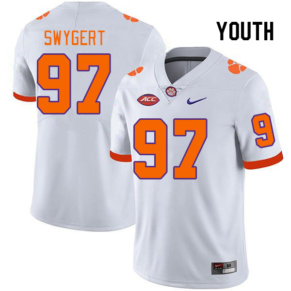 Youth Clemson Tigers Patrick Swygert #97 College White NCAA Authentic Football Stitched Jersey 23UM30ZB